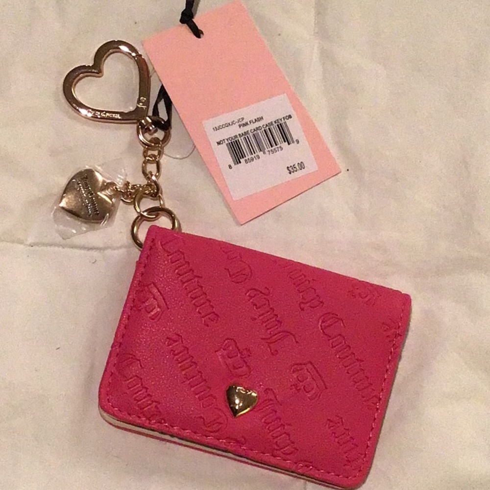 Juicy Couture Pink Card Holder with Heart Charm - Picture 1 of 2